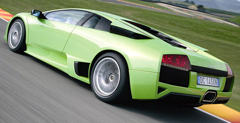 Green Lamborghini Murcielago LP640 back view