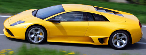 Yellow Lamborghini Murcielago LP640 side view