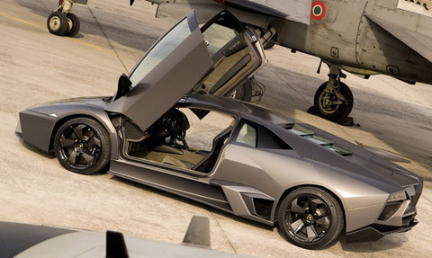 Lamborghini Reventon on the runaway along with the Tornado Jet Fighter