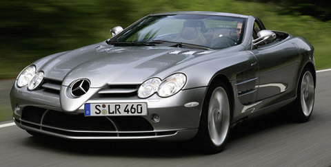 Mercedes-Benz SLR McLaren Roadster front view on the road