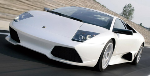 White Lamborghini Murcielago front view