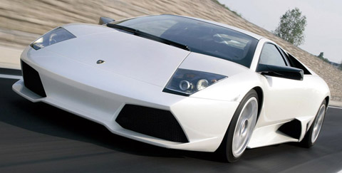 White Lamborghini Murcielago vista frontal