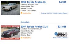 aol-used toyota avalon