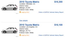 aol-used toyota matrix