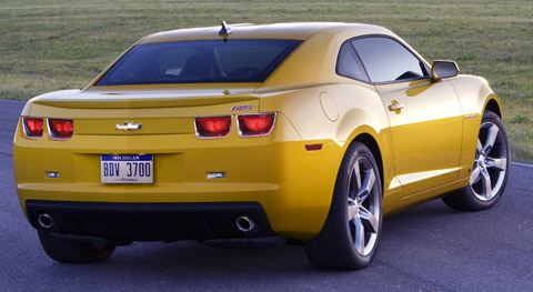 2010 Chevrolet Camaro SS yellow back view