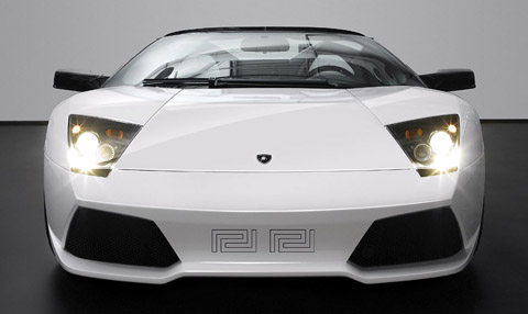 Lamborghini Murcielago LP640 Roadster Versace front view in white