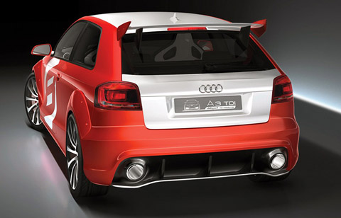 2008 Audi A3 TDI Clubsport Quattro Concept back view. The Audi has a 