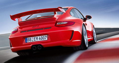 2010 Porsche 911 GT3 red back view