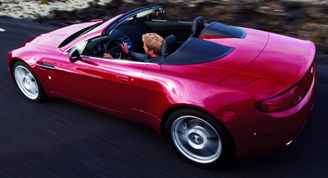 2007 Aston Martin V8 Vantage Roadster red top view