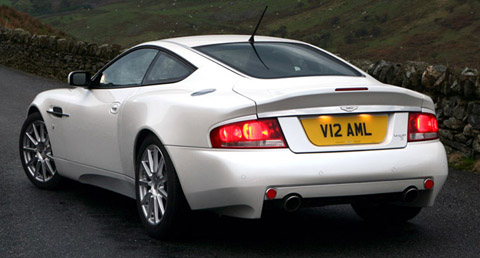 Aston Martin V12 Vanquish S white back view