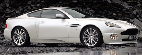 Aston Martin V12 Vanquish S white side view